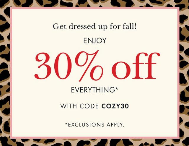 Enjoy 30% off everything with code COZY30