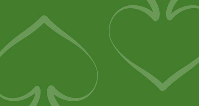 Abstract green background with two large outlined spade heart shapes. The spade hearts overlap slightly, creating a harmonious and peaceful tone.