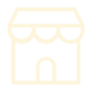 Simple line drawing of a storefront with an awning and arched doorway.