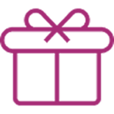 Gift box icon with decorative ribbon and bow on top.