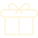 A simple line drawing icon of a wrapped gift box with a decorative bow on top.