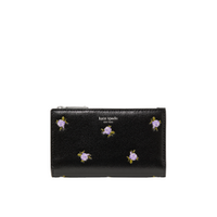 Blue Kate Spade zip-around card holder with silver-tone hardware and logo.