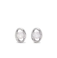 Silver-toned twisted oval hoop earrings with a modern sculptural design.