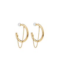 Gold double hoop earrings with a modern layered design.