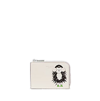 Kate Spade card holder in cream with black and white lion graphic detail.